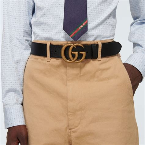 397660 gucci belt|Men's Slim Black Leather Belt With Gold Double G Buckle.